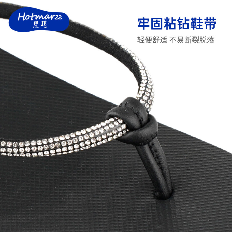 Hotmarzz hei ma chanclas de diamantes de imitación para mujer zapatillas de playa de tacón alto chanclas bohemias gruesas