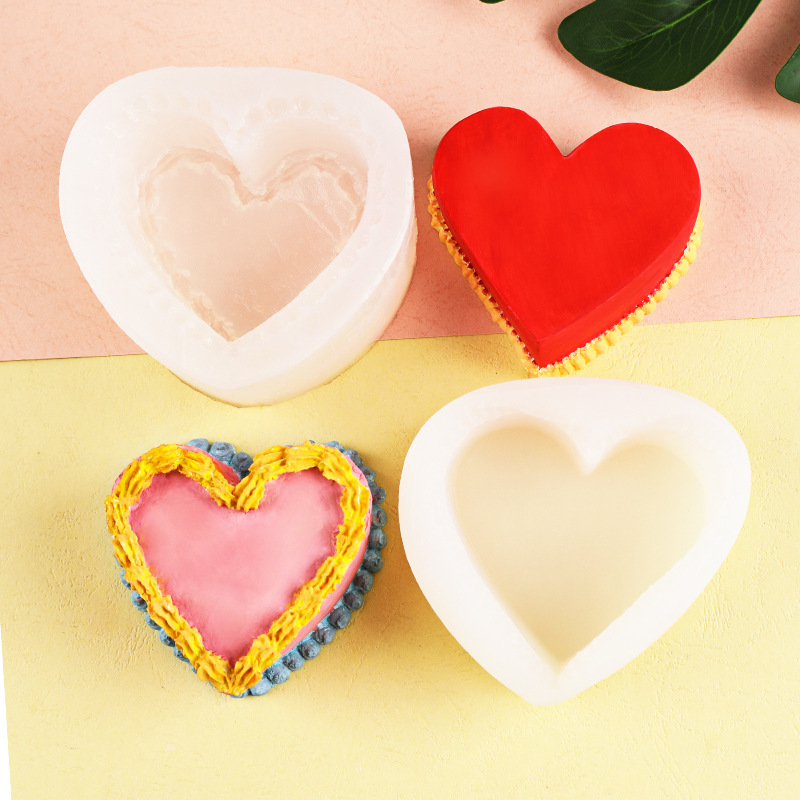 Decoración de la torta tridimensional amor pastel molde de silicona DIY creativo en forma de corazón aromaterapia yeso decoración de la vela del molde