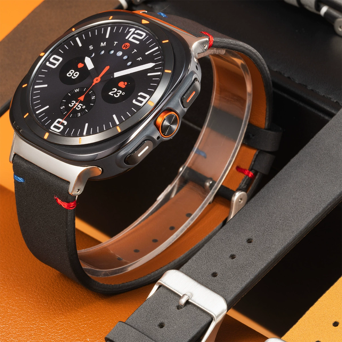 Подходит для Samsung Galaxy Watch Ultra, кожаный ремешок с прошивкой, застежка с иглой