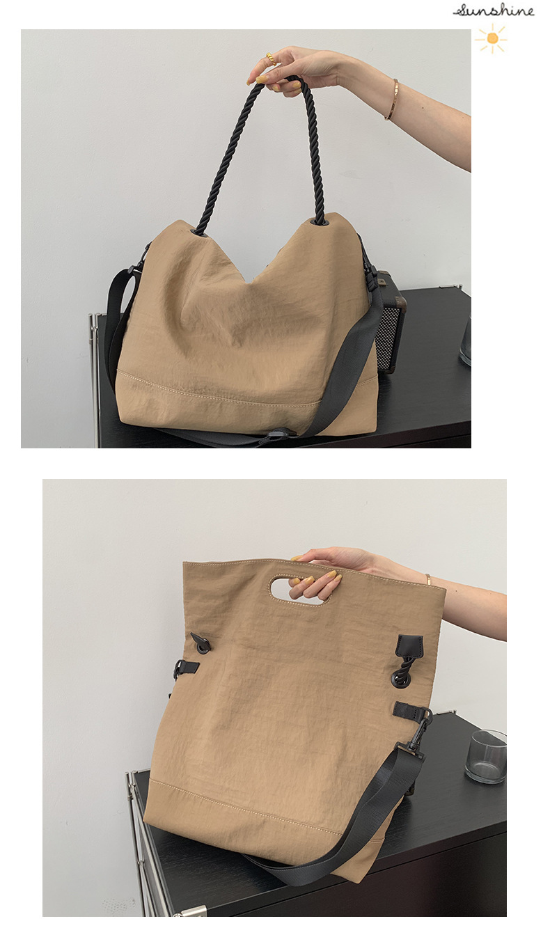 Casual bag women's trendy Oxford fabric large capacity single shoulder large bag wide shoulder strap simple woven tote bag_voghion.com