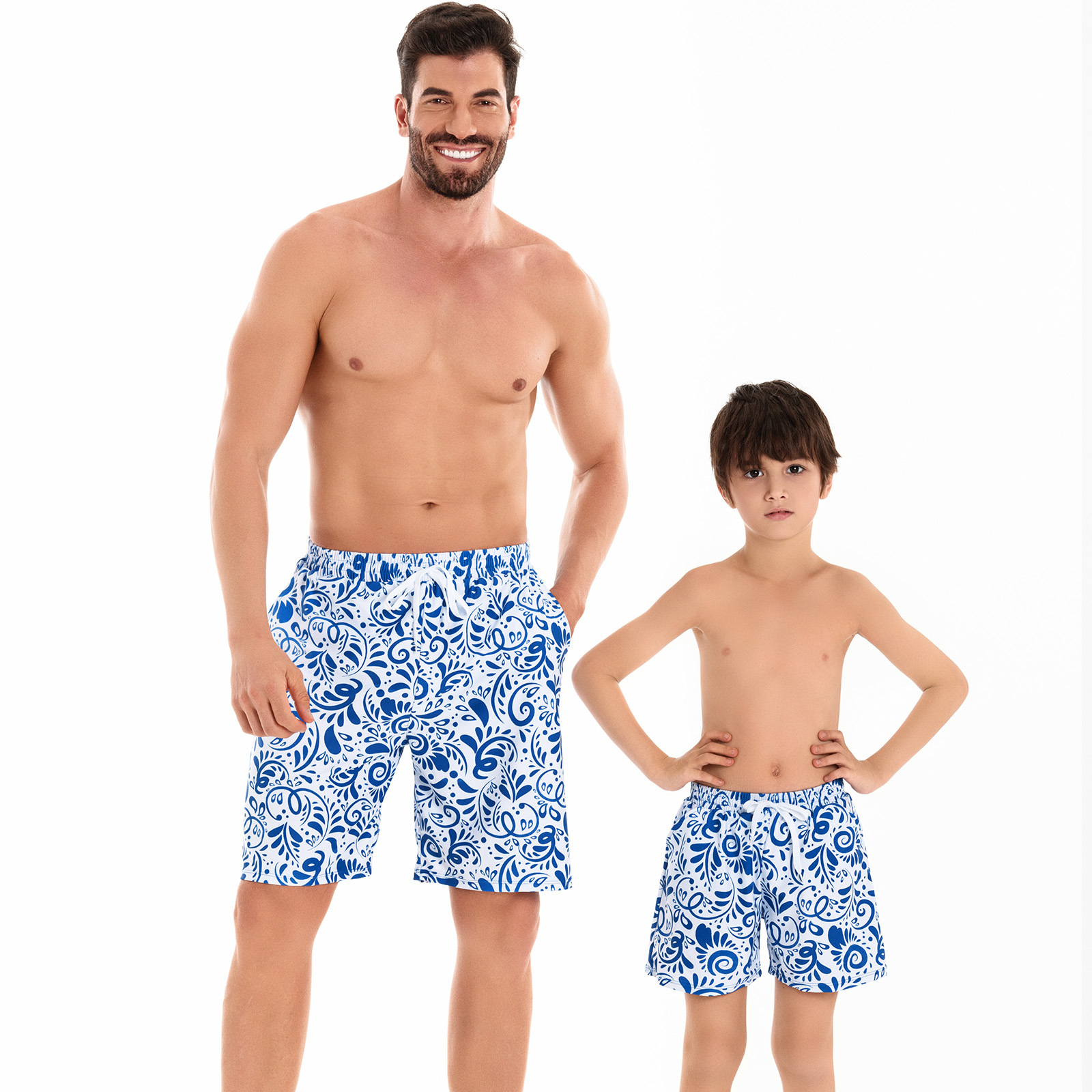 2024欧美泳裤亲子款 跨境新款父子男裤游泳 外贸大码加肥沙滩裤子