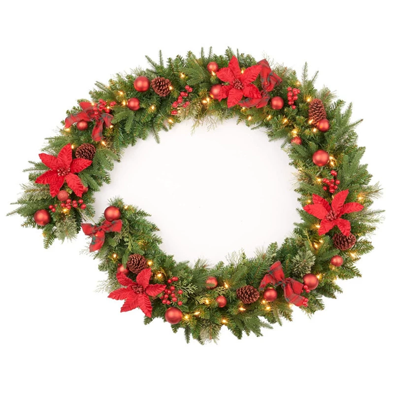 Factory Direct Sale PE PVC Pine Needle Mixed Ivy Vine with Lights Christmas Vine for Christmas Decorations