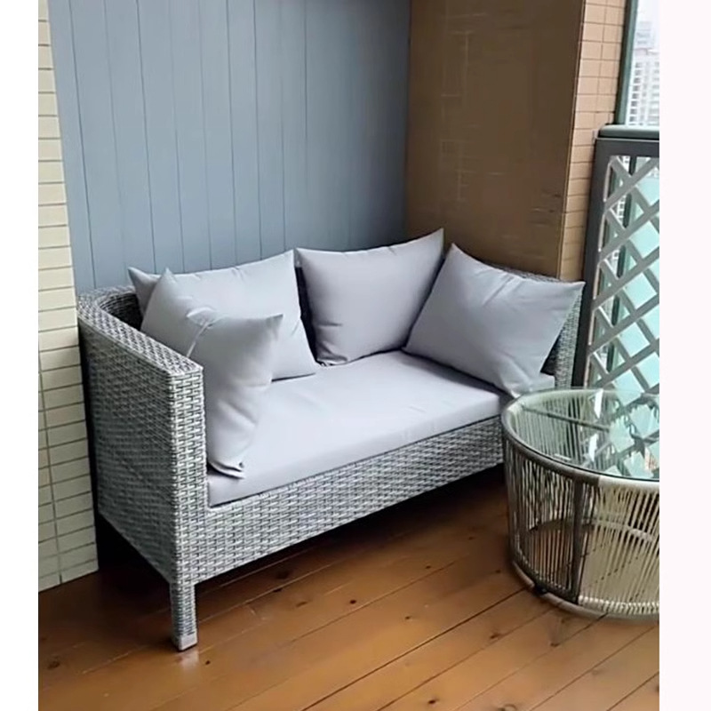 Creativa silla de caña al aire libre sofá doble muebles de caña balcón anti-tejer mesa de jardín mesa y silla combinada mesa de té patio