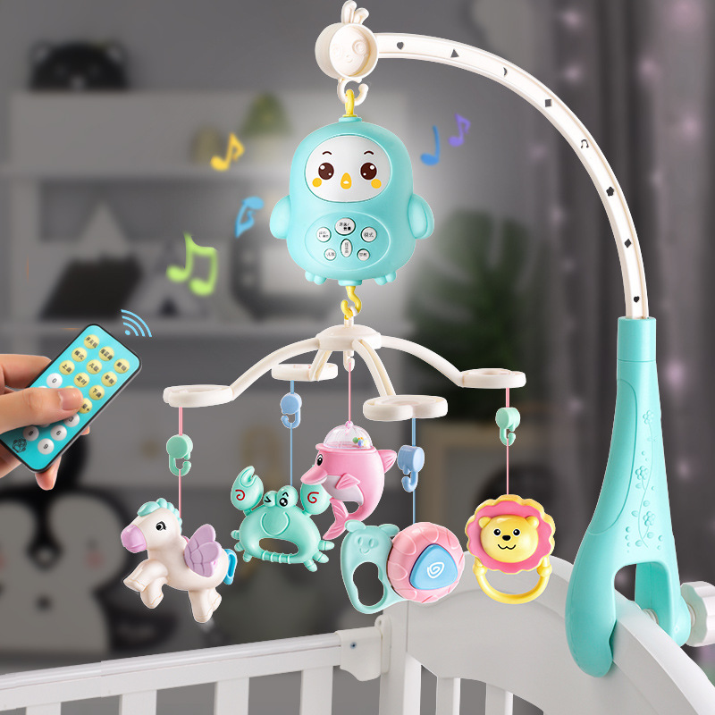 [Buy a rechargeable version to send the plane] newborn baby toy remote control rotating music bedside bell rattle gift