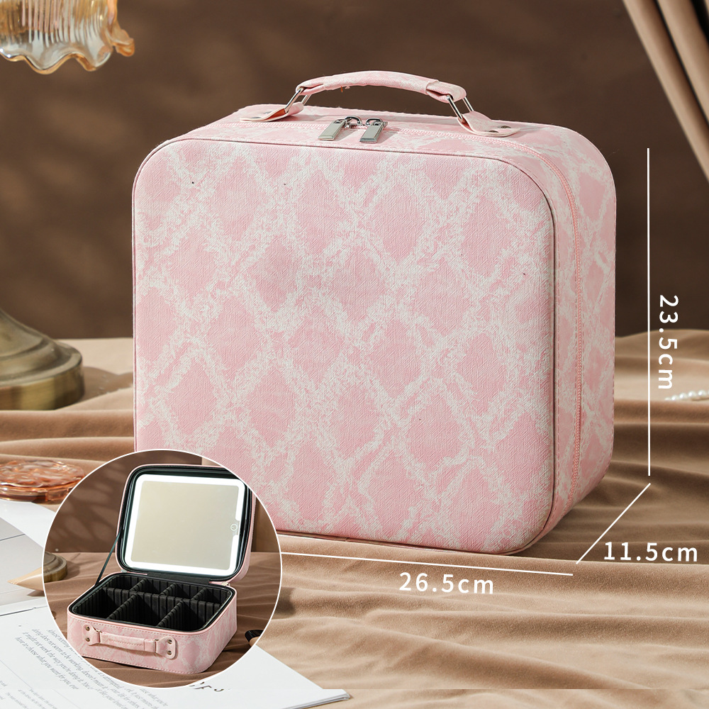 Caja de maquillaje de lámpara LED portátil de alta calidad sensación de viaje bolsa de maquillaje de almacenamiento nueva bolsa de maquillaje de gran capacidad de lujo ligero