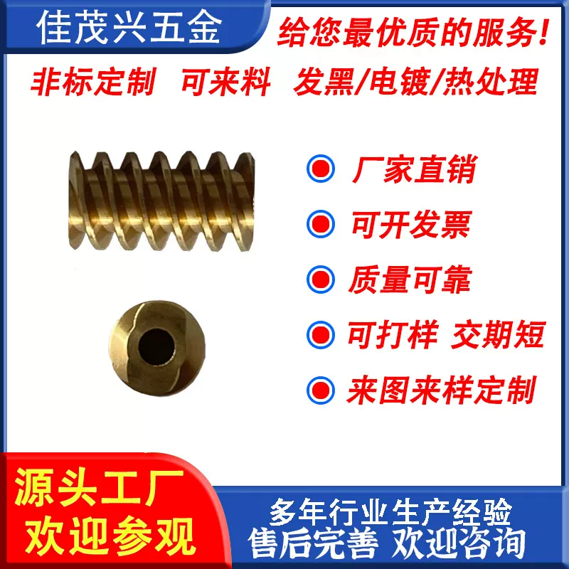 非标定制 单头双头三头多头蜗杆 电动开窗器 汽车充电口铜蜗杆