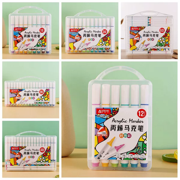 12.18.24.36.48.60 Color Pose Triangle Rod Acrylic Marker Student Children's Art Painting Coloring