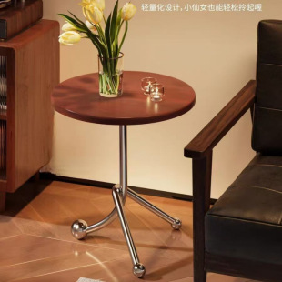 Medieval Style Stainless Steel Living Room Small Round Table Cafe Milk Tea Shop Creative Small Table Balcony Leisure Small Tea Table