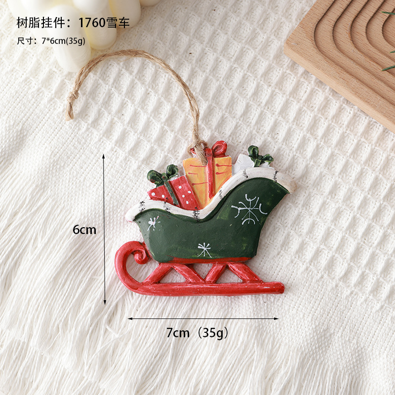 Nuevos productos transfronterizos de madera decoraciones de Navidad colgantes de resina colgantes de decoración de árbol de Navidad viejos muñecos de nieve bolsas de regalo estilo americano
