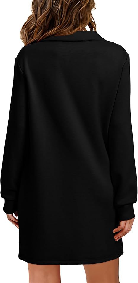 Women Clothing Collared Long Sleeve Casual Solid Color Sports Sweater Dress
