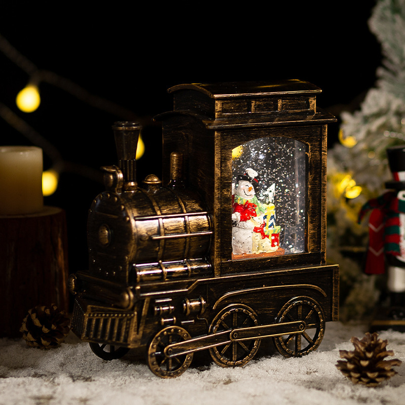 クリスマス装飾電車クリスタルボール自動雪オルゴールクリスマスプレゼントサンタクロースナイトライト|undefined