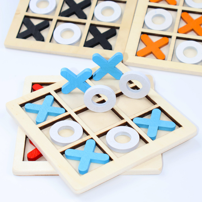 Tac Toe de madera transfronteriza o ajedrez pequeño mini nueve cuadrados pensamiento lógico juguete educativo para niños juego de mesa