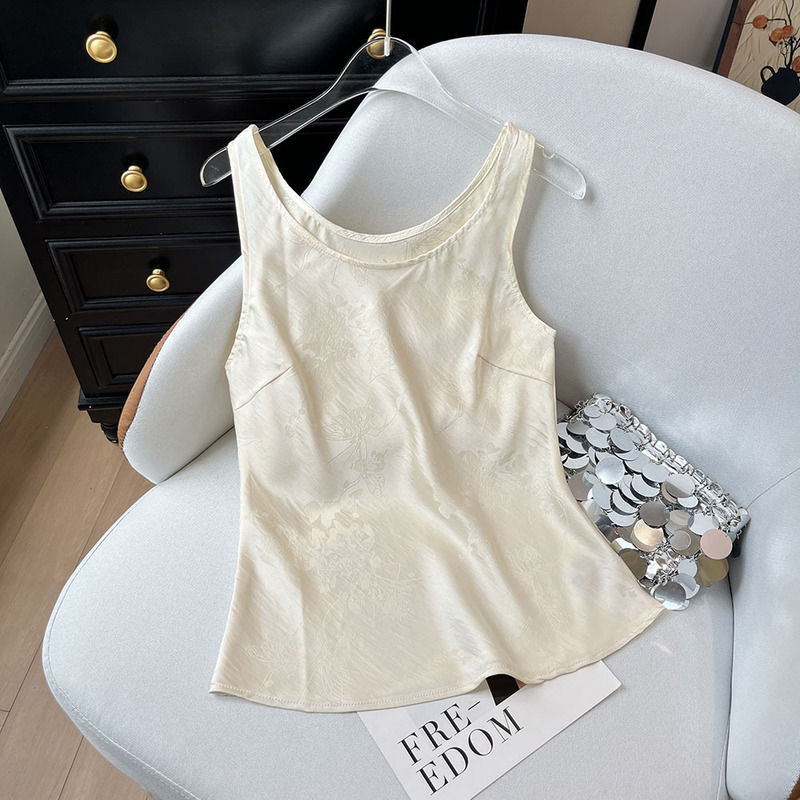 Jacquard Chinese-Style Satin Camisole Sleeveless Top New Chinese-Style Vest Top Retro Summer Versatile Base Shirt