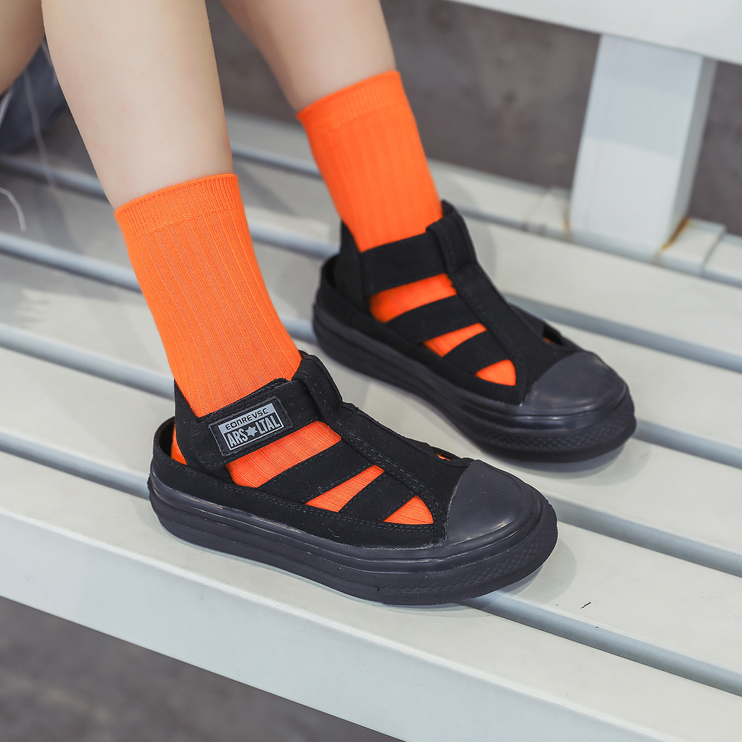 2021夏季新款童鞋韩版儿童潮牌糖果色镂空帆布罗马凉鞋男女童凉鞋