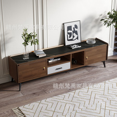 北歐胡桃木全實木茶几電視櫃現代簡約客廳小戶型牆櫃多功能儲物櫃