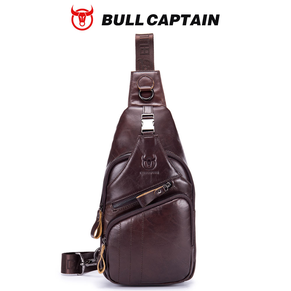Captain Niu's High-End Guangzhou Leather Shoulder Crossbody First-Layer Cowhide Men's Chest Bag Genuine Leather Tablet iPad Mobile Phone Bag