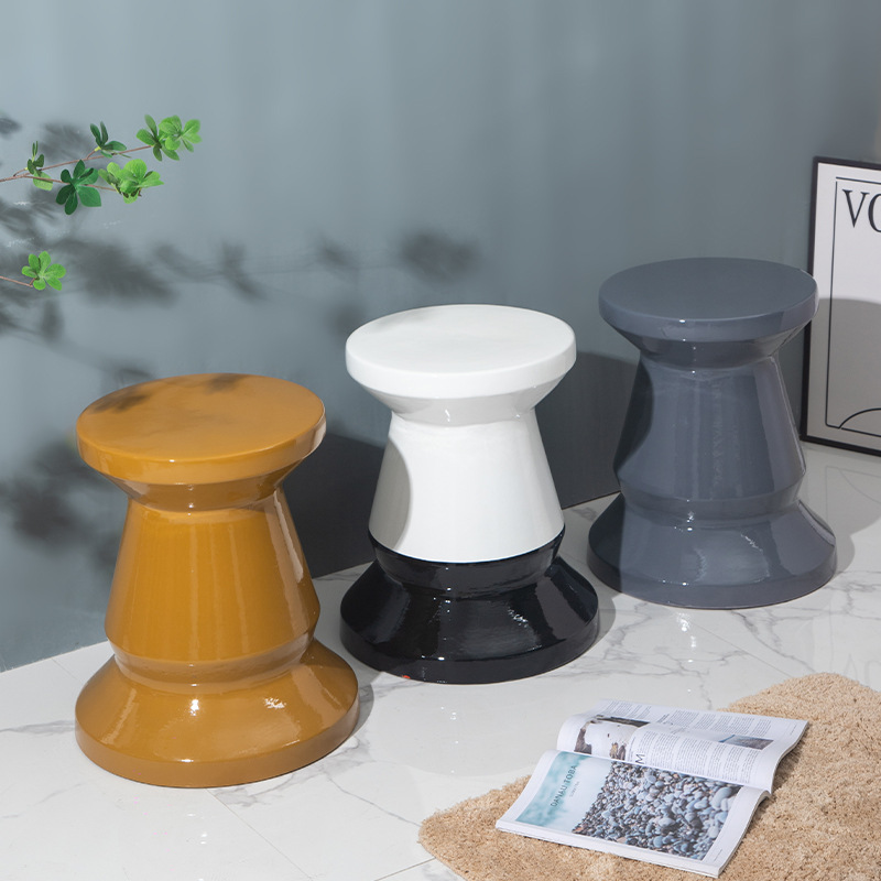 Nordic Design Side Table Creative Sofa Corner Table ins Style Small Coffee Table Ceramic Seat Stool Simple Bedside Table Shoe Changing Stool