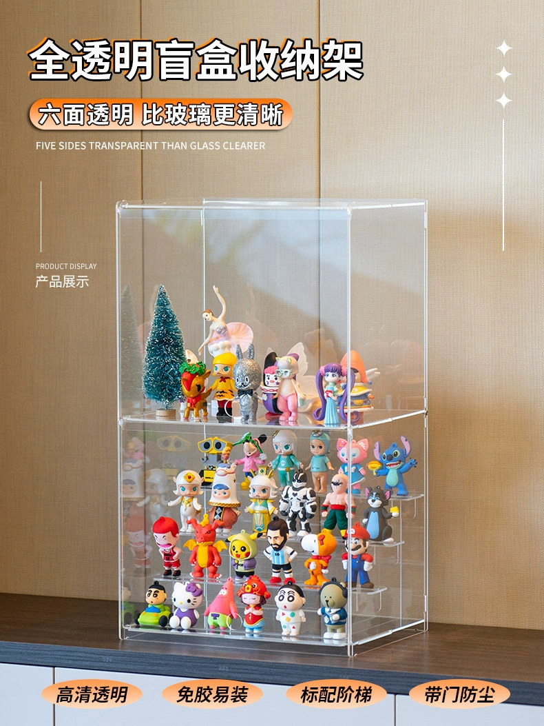 Полностью прозрачный попмарт Bubble Mart Skullpanda Night City Series Blind Blind хранение коробка