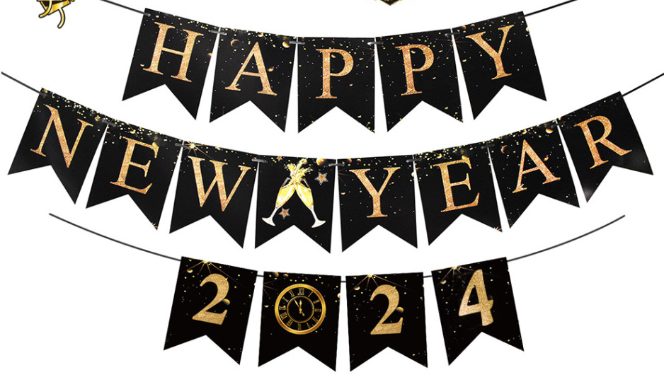 50g Weight Banner Event & Party Supplies 1 Piece Quantity Indoor, Party, Festival Occasion Christmas, New Year Festival Letter Pattern Cartoon Style, Exaggerated Style Christmas New Year Cartoon Style Exaggerated Letter Indoor Party Festival Banner 无