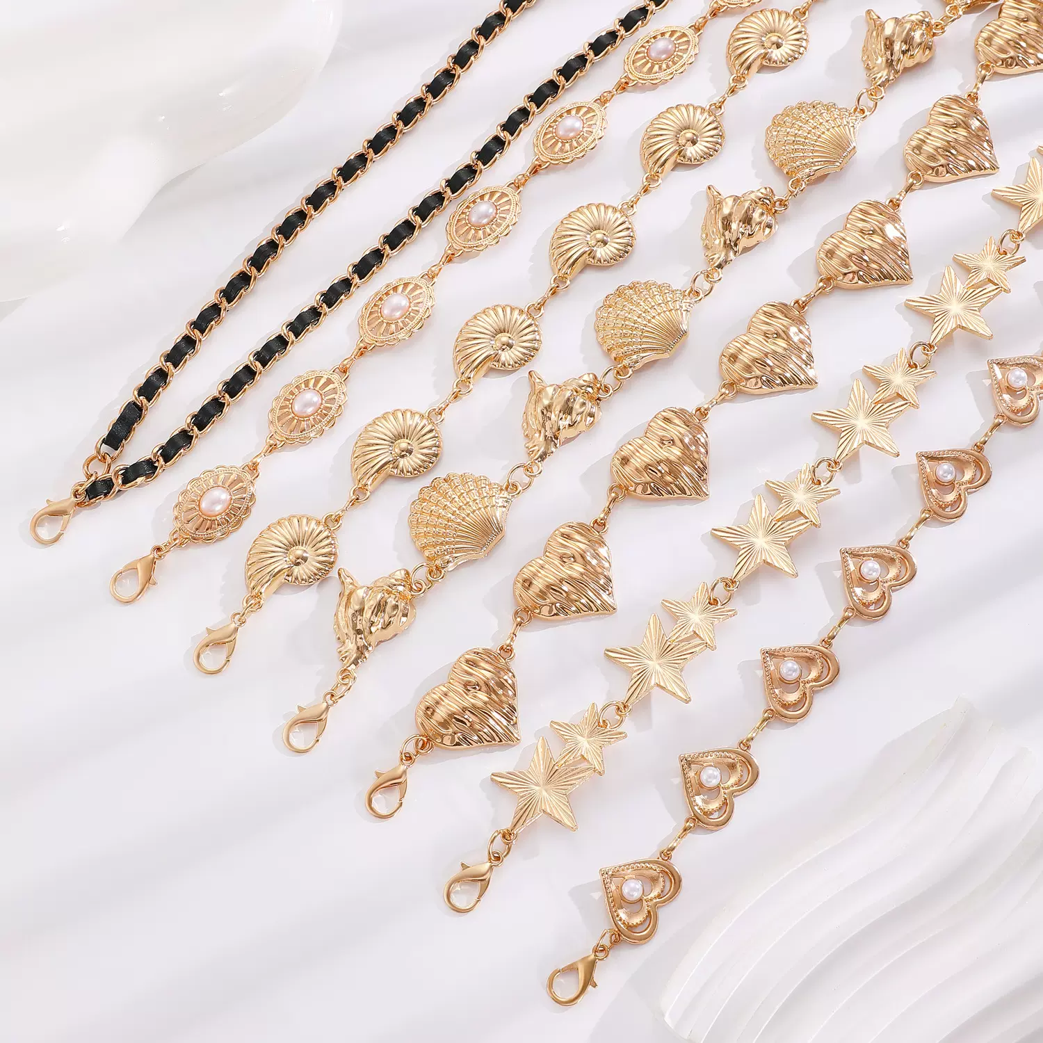 欧美跨境波西米亚海洋风海螺海星星星爱心蝴蝶腰链女高级感配裙子