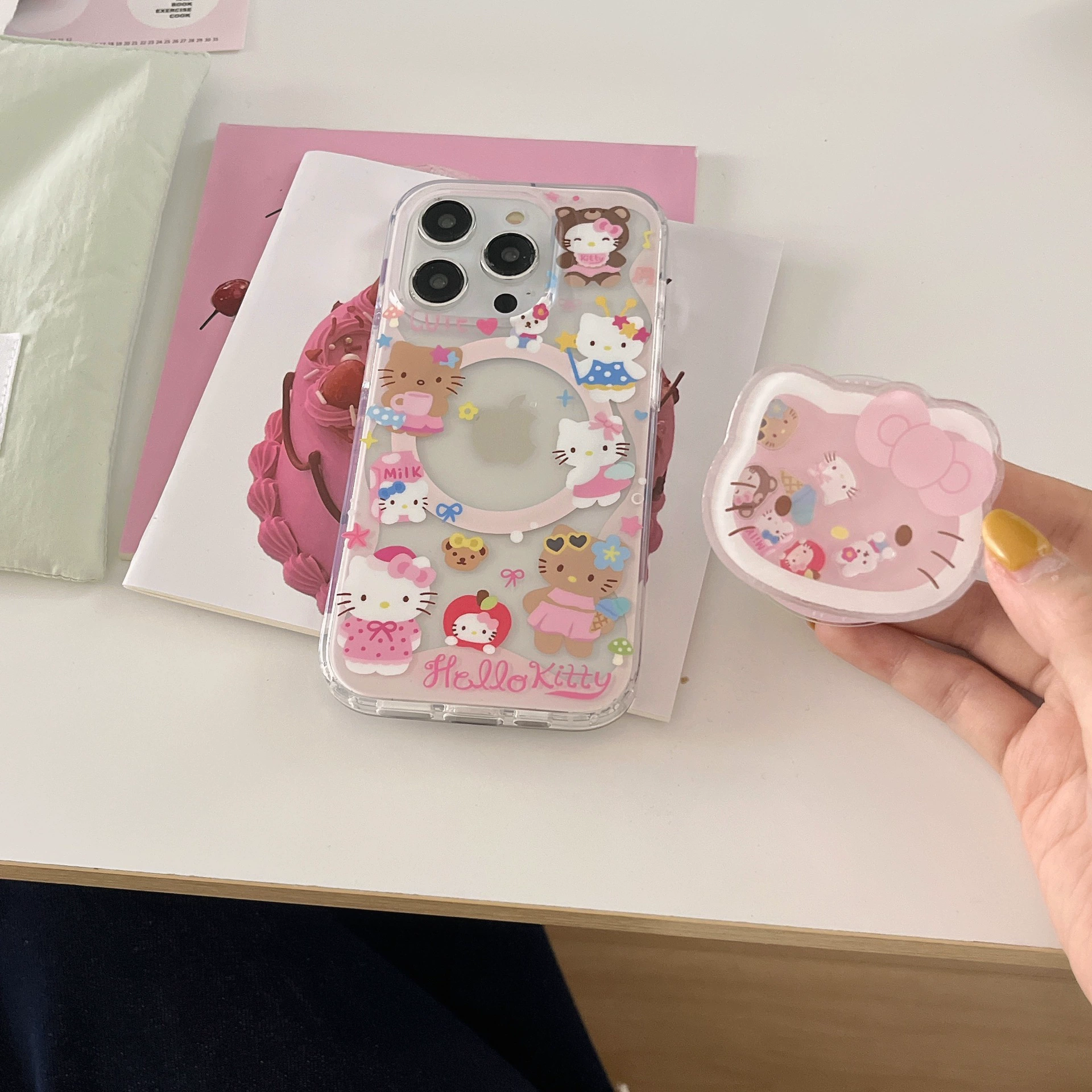 Яблоко, милый фуксия iPhone17 Pro, детская качалка, трубка, чехол для телефона, совместим с iPhone 16/15, iPhone15 Pro, iphone
