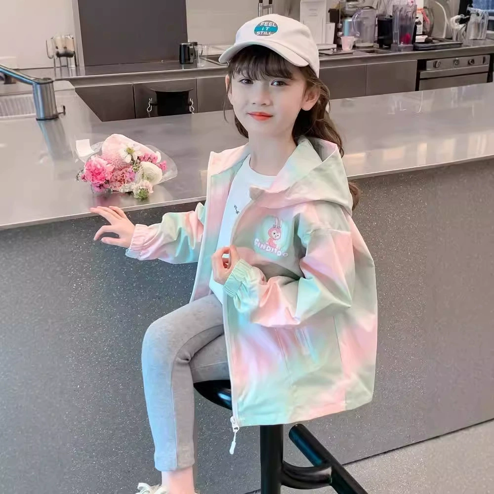Весеннее пальто для девочек 2024 новый детский дух с капюшоном мультфильм весна и осень звезда Dai Lu куртка топ