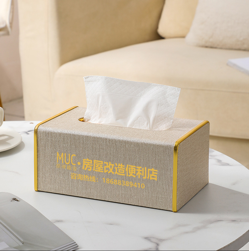 Hogar dormitorio luz caja de pañuelos de lujo creativo simple sala de estar caja de pañuelos hotel restaurante mesa de café de cuero caja de pañuelos