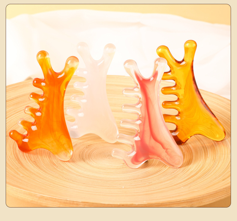 Scalp Care Massage Gua Sha Comb Resin Meridian Brush for Facial Oil and Wellness Massage details