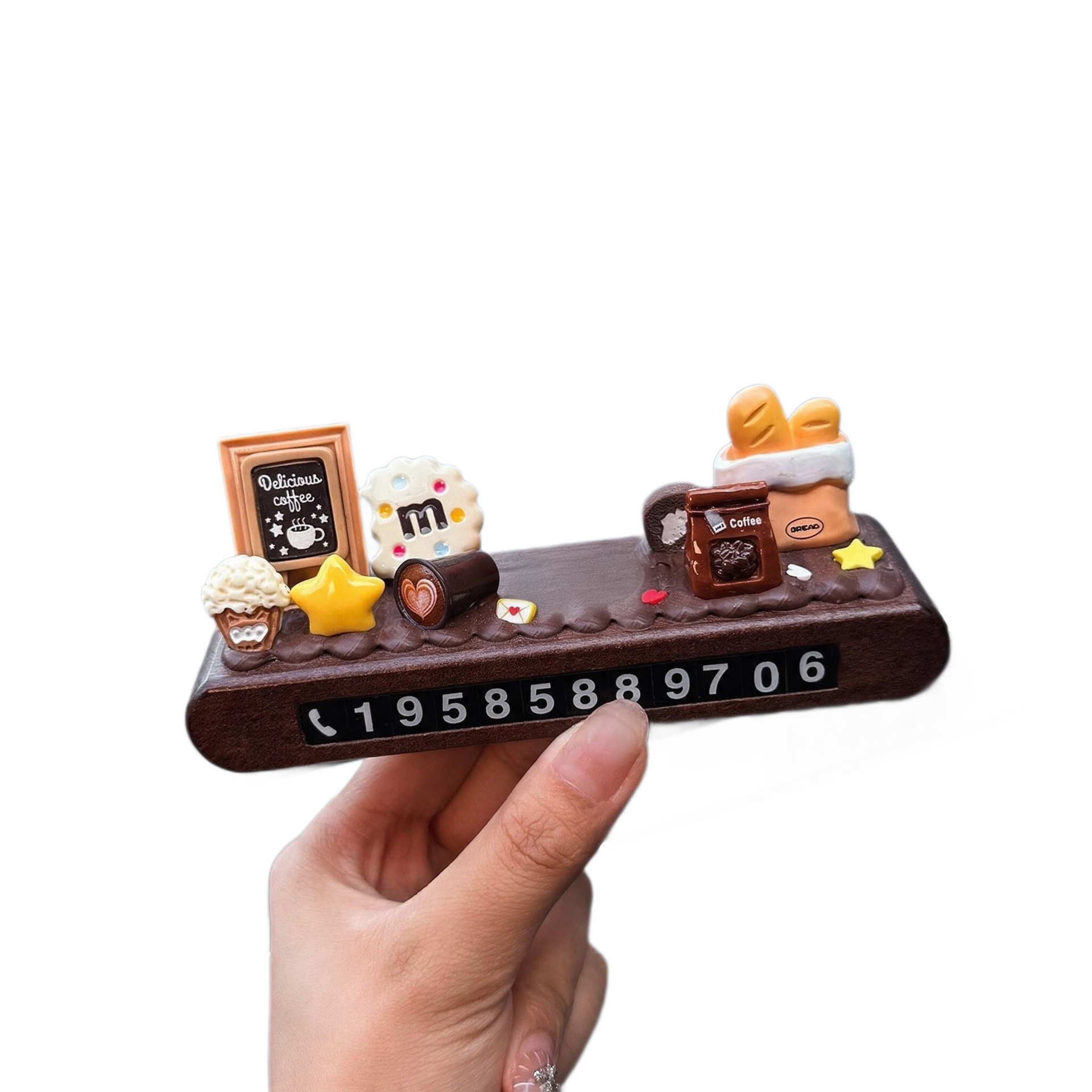 Handmade DIY Cream Car Temporary Parking Number Plate Car Decoration Moving Phone Plate with Doll Material Kit