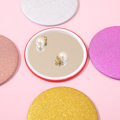 Round portable mirror single-sided small round mirror student portable pocket mirror portable touch-up mirror handheld makeup mirror
