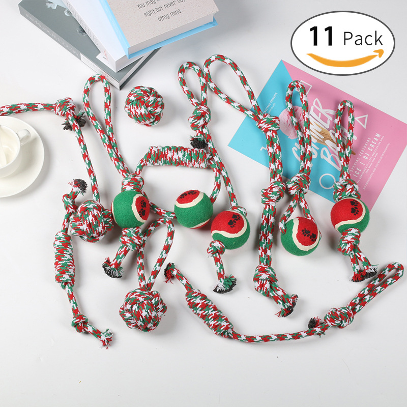 El juego de juguetes para perros más vendido de Amazon, un juguete navideño de cuerda de algodón para mascotas, alivia el aburrimiento, es duradero y resistente a las mordidas.