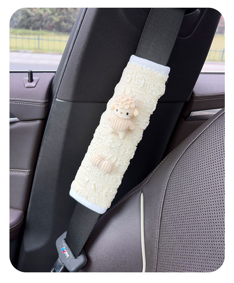 Car Seatbelt Shoulder Protector, Child Anti-Neck-Strangling Safety Belt, Creative Bowknot, Little Sheep Car Interior Decoration