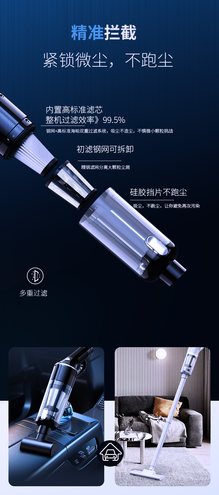 New Wireless Vacuum Cleaner for Car High-Power Powerful Car Home Charging Handheld Portable Pet Hair Extractor