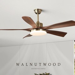レトロな扇風機ランプの胡桃の木の色の扇風機の明かりの客間の寝室のレストランの明かりの大きい風力の中古の静音の家庭用のシャンデリア