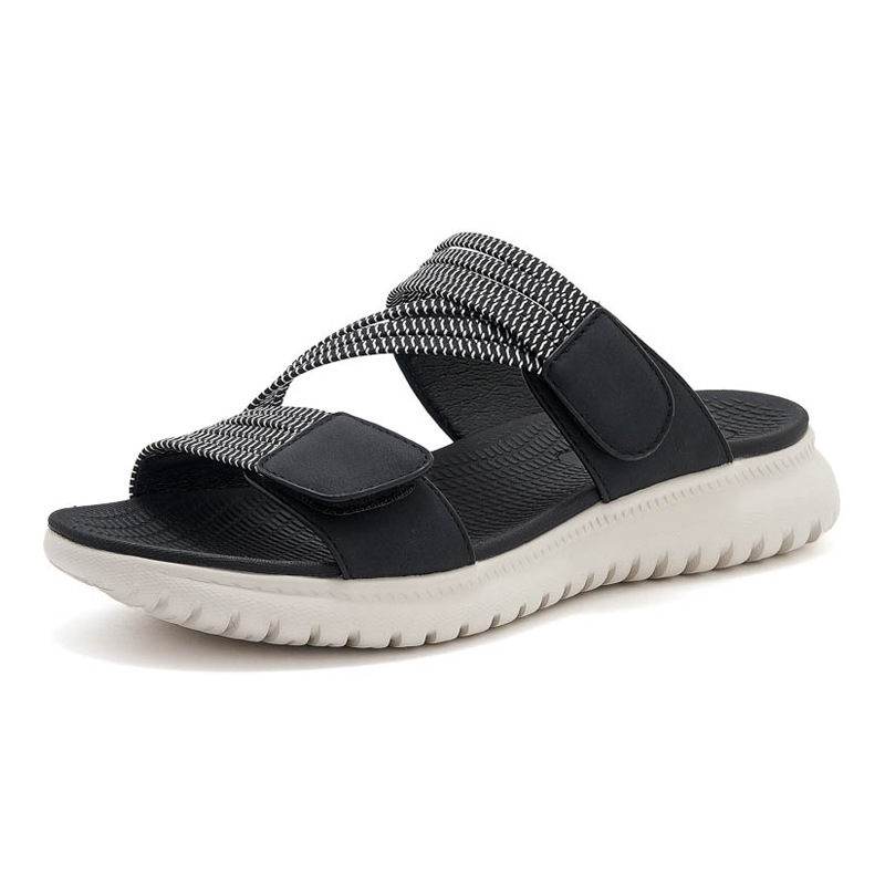 Dép sandal nữ xỏ ngón đế bệt thể thao co giãn cỡ lớn — Màu đen, Màu xanh lam, Màu mơ chi tiết 22