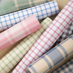 牆紙自粘臥室溫馨ins簡約現代格子牆貼宿舍桌牆面防水pvc翻新王金