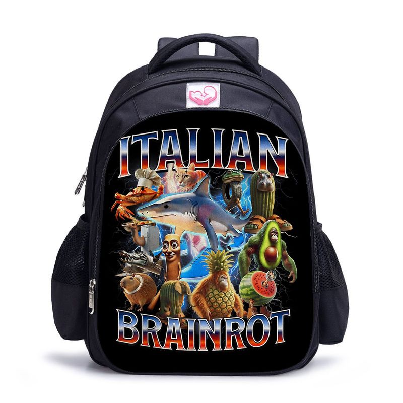国境を越えた新しいイタリアの Brainrot 山と海の経典外国木製スティックマンバックパック通気性と耐摩耗性バックパック|undefined