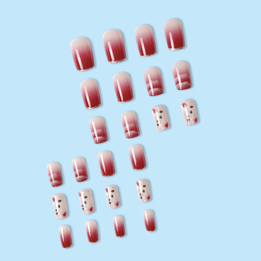 Brillo rosa y púrpura borde de diamante fresco de uñas de lujo delicado brillo de gradiente de uñas de moda de atmósfera suave