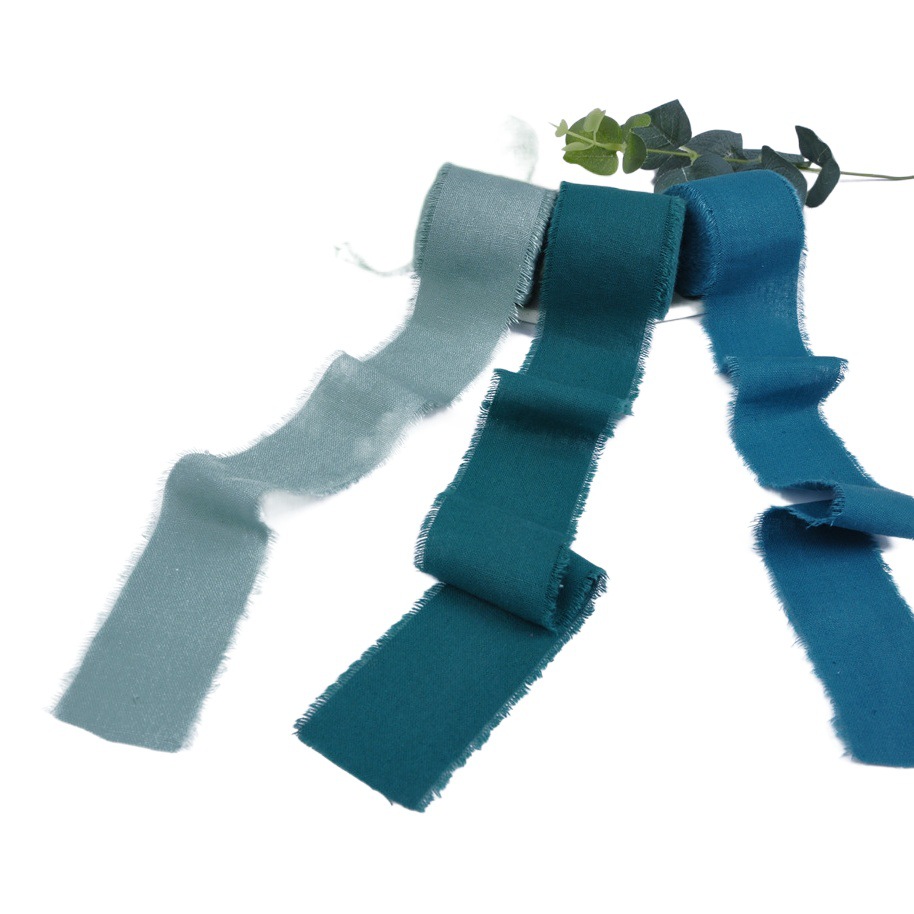 Ins deshilachado de algodón puro deshilachado cinta 4CM rollo decoración floral vintage eje de madera ramo de la boda decoración de tarjetas de felicitación