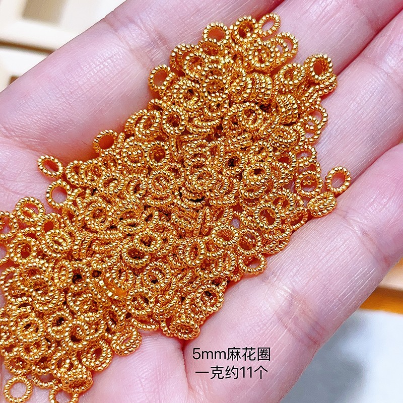 S925银镀24K金麻花圈盘缠圈手链项链串饰diy配件手工隔珠半成品|undefined