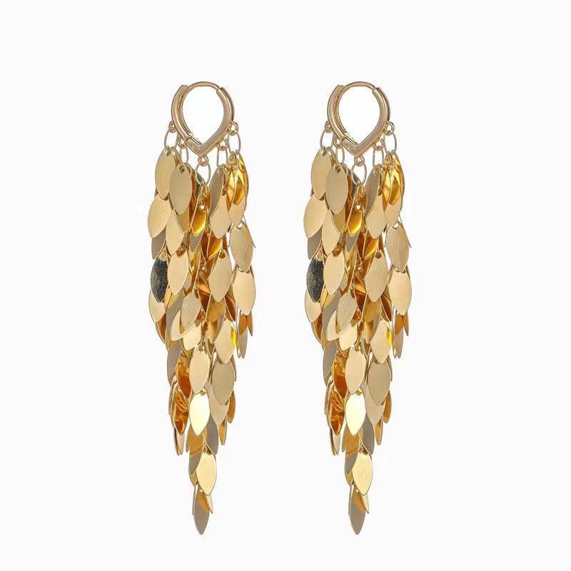 2023 nuevos pendientes de moda de estilo caliente, pendientes de espiga de trigo de temperamento para damas, pendientes de borlas exageradas de lujo ligero para mujeres