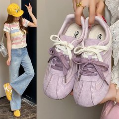 复古德训鞋女2025秋季新款平底阿甘鞋百搭小白鞋透气复古休闲板鞋