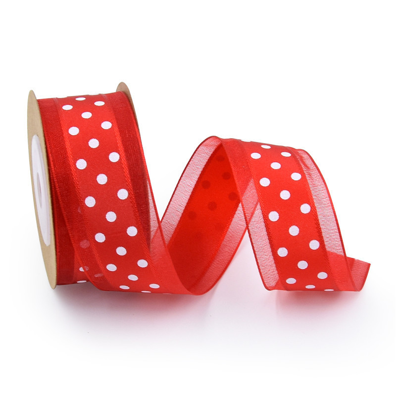 Transfronterizo impresión de punto medio amor cinta más cinta de gaza flor embalaje arco DIY material de decoración en stock