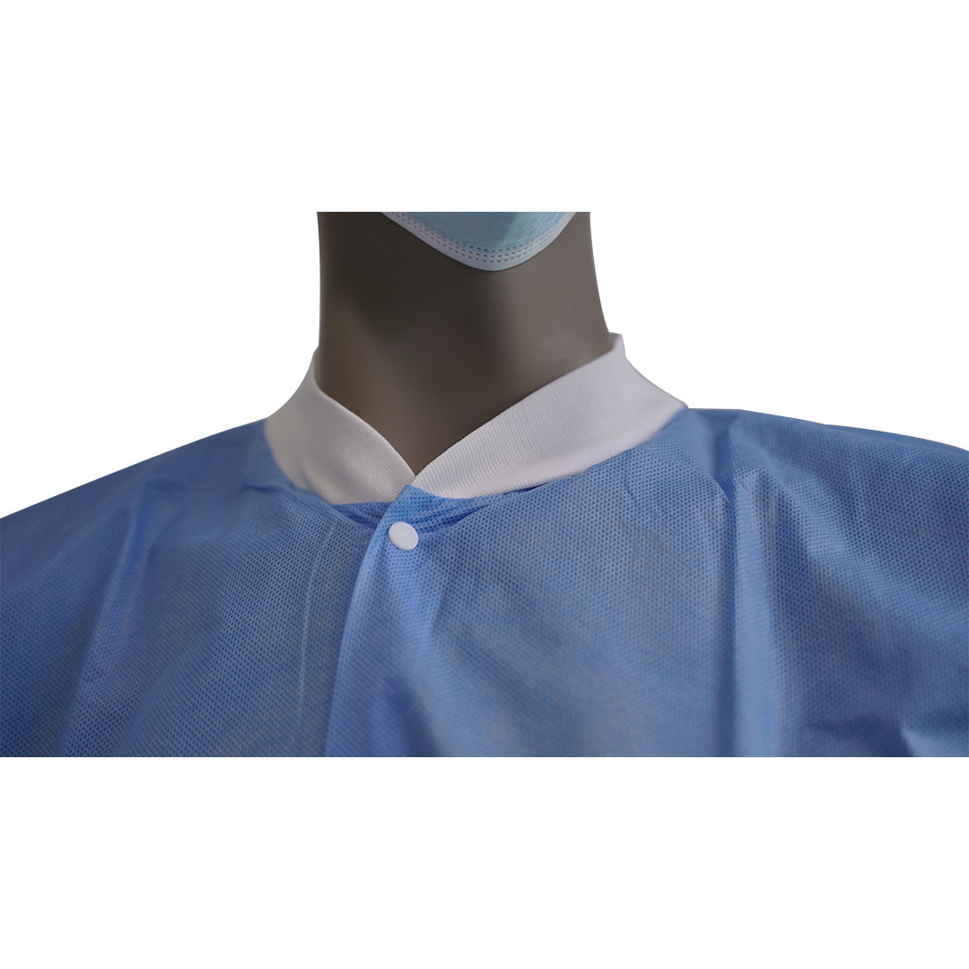 源头厂批发无纺布一次性工作服白大褂按扣针织袖口透气实验服SMZ