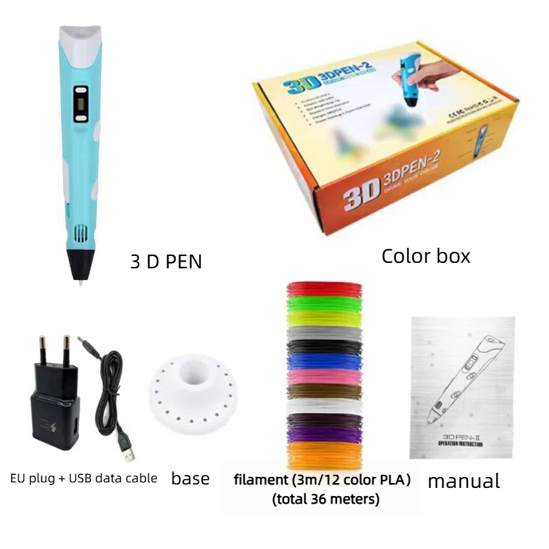 Venta directa de fábrica Segunda Generación 3D impresión pluma tridimensional pintura graffiti cepillo DIY hecho a mano niños estudiante juguetes educativos