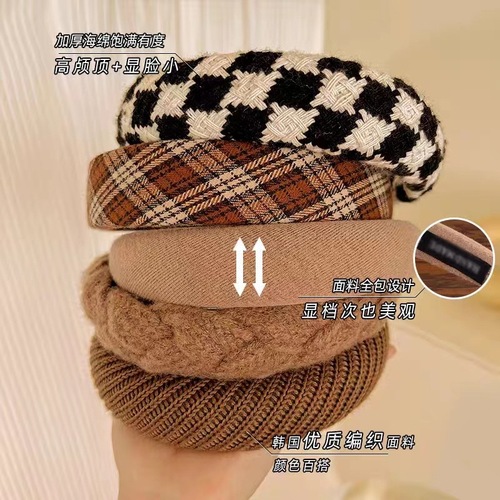 Camel-colored braided hair clip headband for women, versatile hair accessory, high forehead headband,  new style, temperament hair tie hair accessory