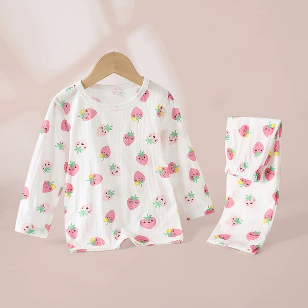 Pijama, strawberry, long-sleeve, trousers