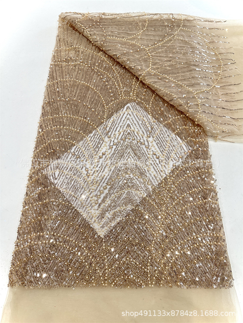 Tejido de bordado de industria pesada, tejido de bordado de sequinilla, tela de malla, cuentas de bordado, fabricantes de tela de bordado en stock al por mayor image 11