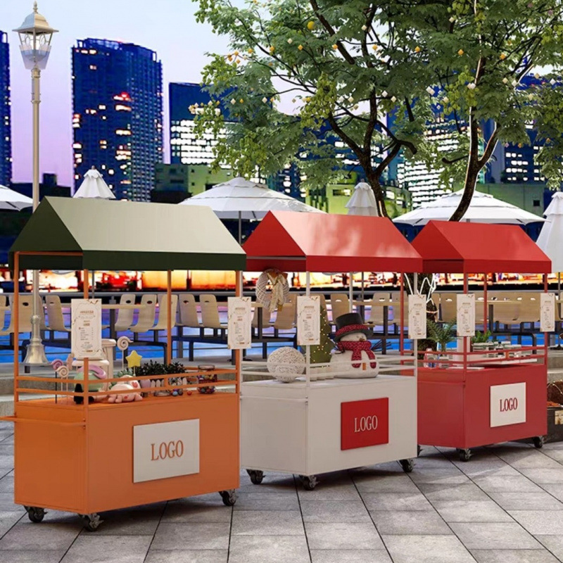 Night Market Iron Stall Trolley Mobile Street Stall Snack Cart Display Stand Night Market Float Market Stall Promotion Car