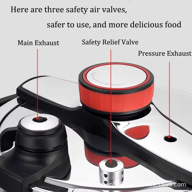 Olla a presión de acero inoxidable para uso doméstico, ideal para guisos y sopas, a prueba de explosiones, de gran capacidad, compatible con cocinas de inducción y estufas de gas.